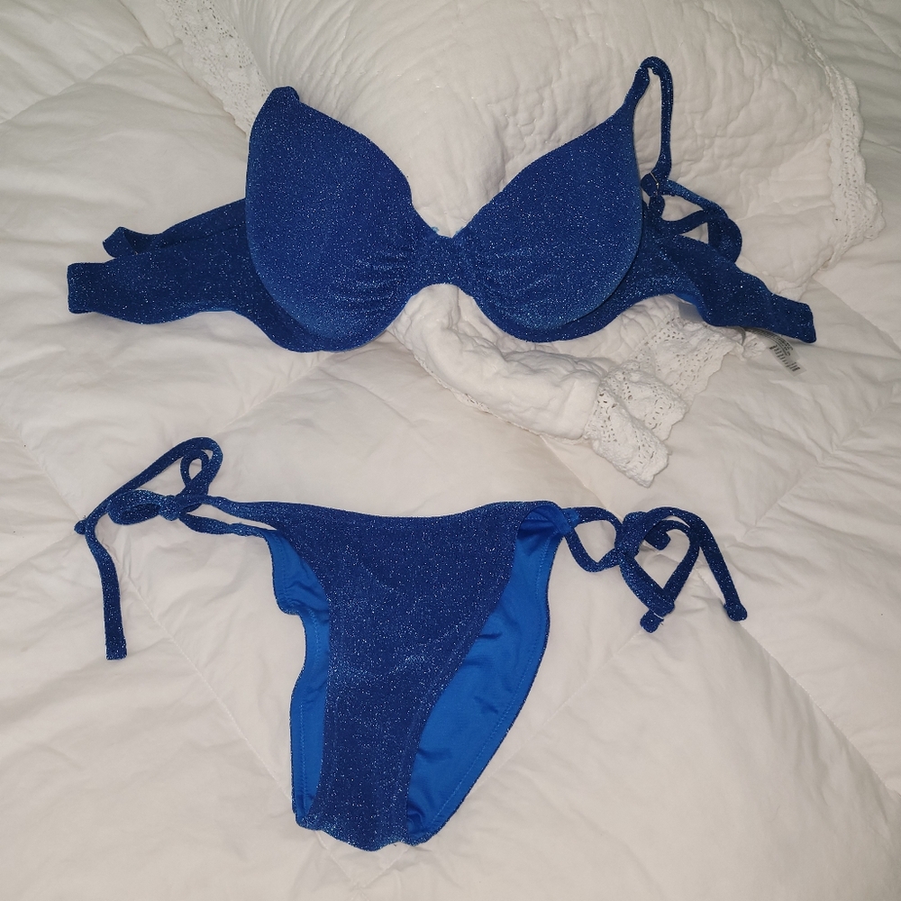 Beautiful 36DD Victoria Secret Bikini Top & Matching Medium Bottoms! Underwire!